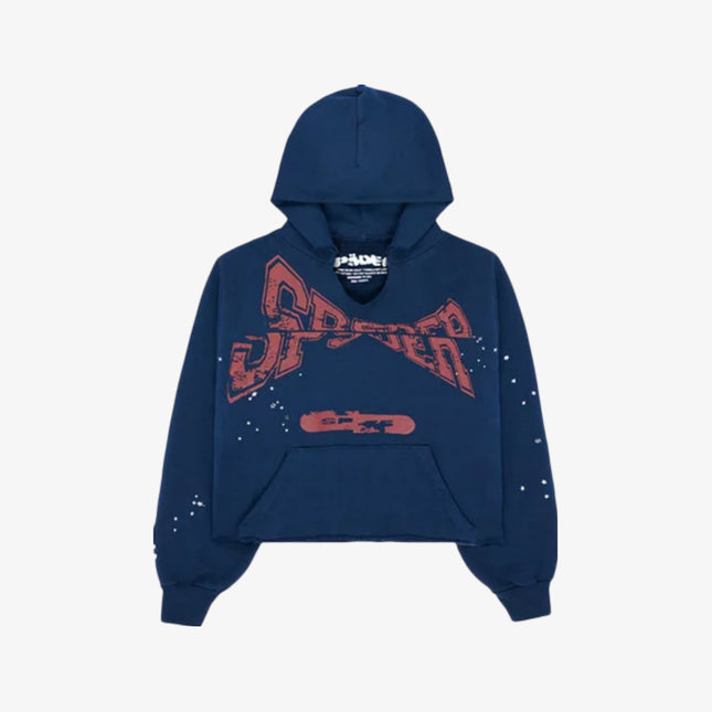 Sp5der 'Cropped' Pullover Hoodie Navy FW22 - Atelier-lumieres Cheap Sneakers Sales Online (1)