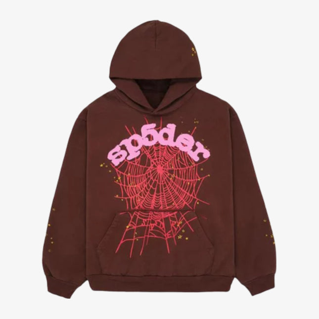 Sp5der 'OG Web' Pullover Hoodie Brown / Pink FW22 - SOLE SERIOUSS (1)