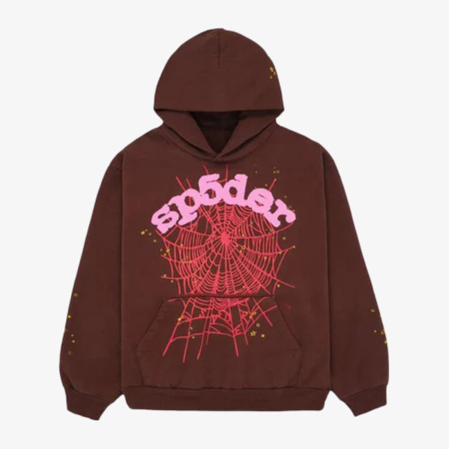 Sp5der 'OG Web' Pullover Hoodie Brown / Pink (FW22) SP5-8D-WEB-HBR - SOLE SERIOUSS (1)