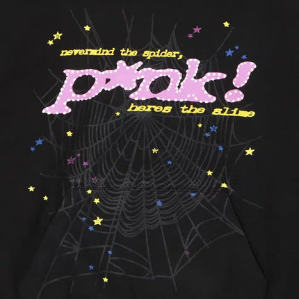 Sp5der 'P*NK V1' Pullover Hoodie Black / Pink FW21 - SOLE SERIOUSS (3)