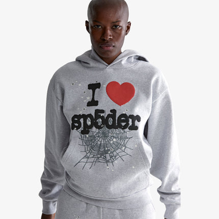 Sp5der 'Souvenir / I Love' Pullover Hoodie Heather Grey (FW24) | SOLE SERIOUSS [14]