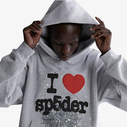 Sp5der 'Souvenir / I Love' Pullover Hoodie Heather Grey (FW24) | SOLE SERIOUSS [15]