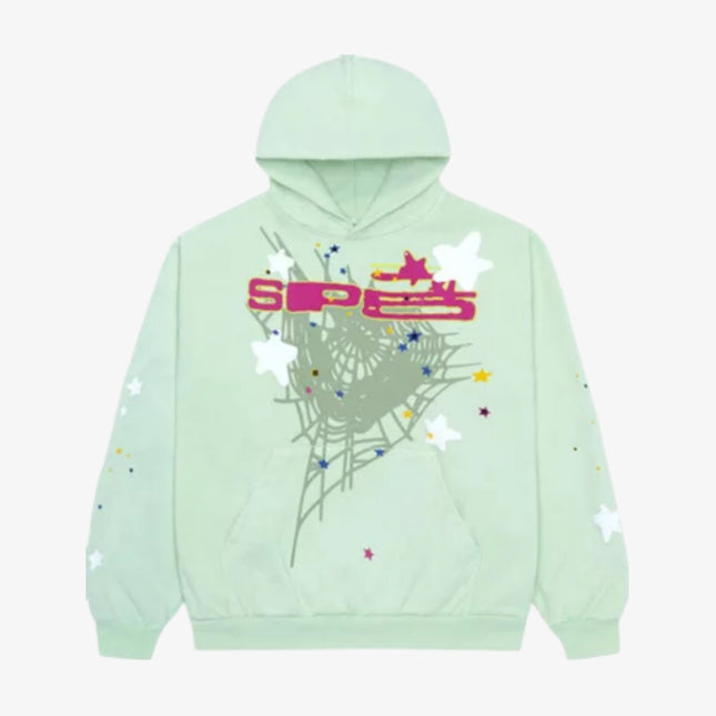 Sp5der 'Sp5 Web Logo' Pullover Hoodie Mint / Lime SS23 - SOLE SERIOUSS (1)