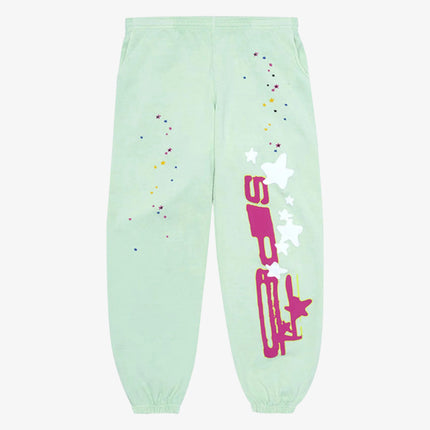 Sp5der 'Sp5 Web Logo' Sweatpants Mint / Lime (SS23) SP5-LIME-SP - SOLE SERIOUSS (1)