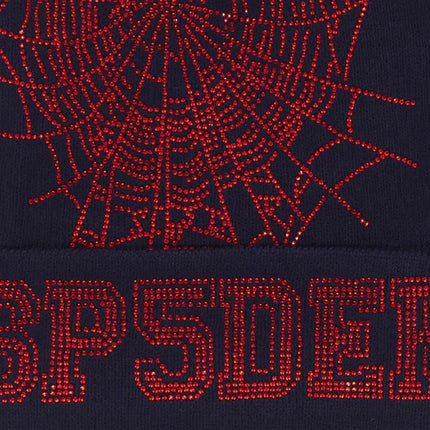 Sp5der 'Web' Rhinestone Beanie Navy / Red (SS24) U12BN002WBNR-OS - SOLE SERIOUSS (3)