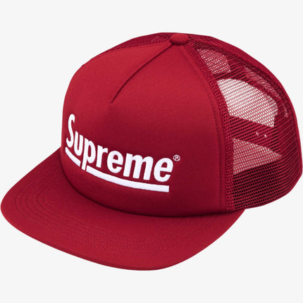 Supreme 5-Panel Mesh Snapback Trucker Hat 'Underline' Cardinal (FW24) - SOLE SERIOUSS (1)