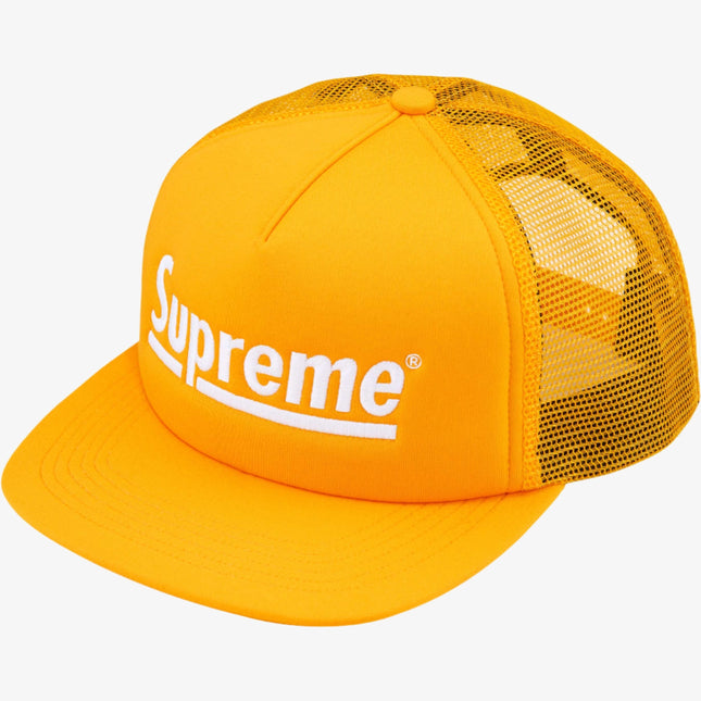 Supreme 5-Panel Mesh Snapback Trucker Hat 'Underline' Gold (FW24) - SOLE SERIOUSS (1)