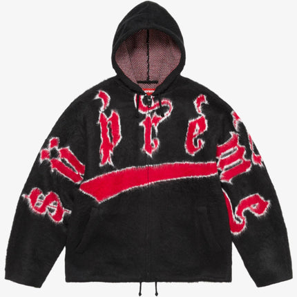 Supreme Accent Brushed Zip Up Hooded Sweater Black (FW24) - SOLE SERIOUSS (1)