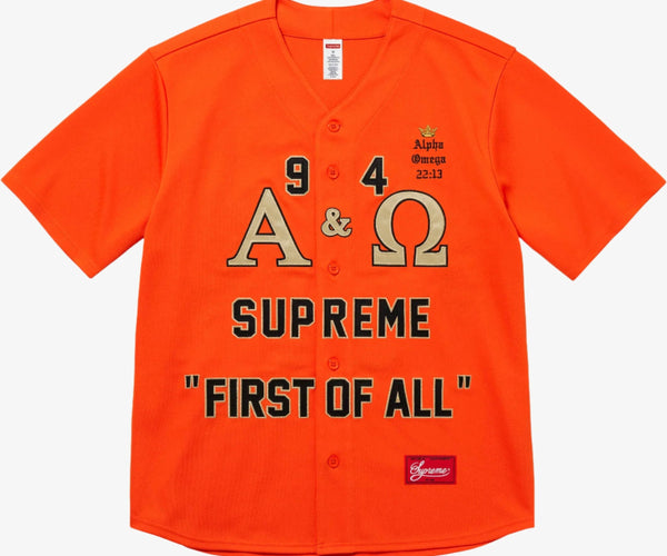 Supreme Alpha Omega Baseball Jersey Orange (FW24) FW24KN13-ORANGE  