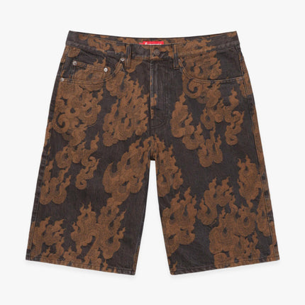 Supreme Baggy Denim Short 'Flames Jacquard' Washed Black (SS23) - SOLE SERIOUSS (1)