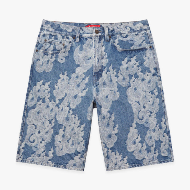 Supreme Baggy Denim Short 'Flames Jacquard' Washed Indigo (SS23) - SOLE SERIOUSS (1)