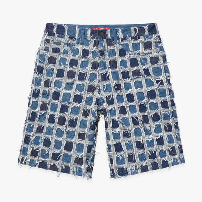 Supreme Baggy Denim Short 'Frayed Patchwork' Washed Blue (SS23) - SOLE SERIOUSS (1)