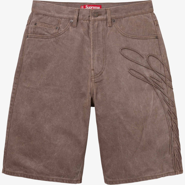 Supreme Baggy Denim Short 'Script' Brown (SS24) - SOLE SERIOUSS (1)