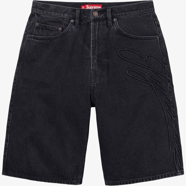 Supreme Baggy Denim Short 'Script' Washed Black (SS24) - SOLE SERIOUSS (1)