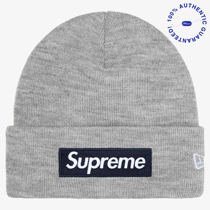 Supreme Beanie 'Box Logo' Heather Grey / Navy Blue (FW25) | SOLE SERIOUSS [1]