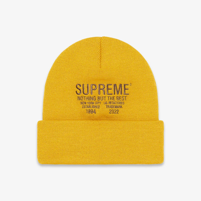 Supreme Beanie 'Nothing But' Mustard (FW22) - SOLE SERIOUSS (1)