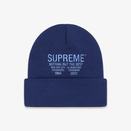 Supreme Beanie 'Nothing But' Navy (FW22) - SOLE SERIOUSS (1)