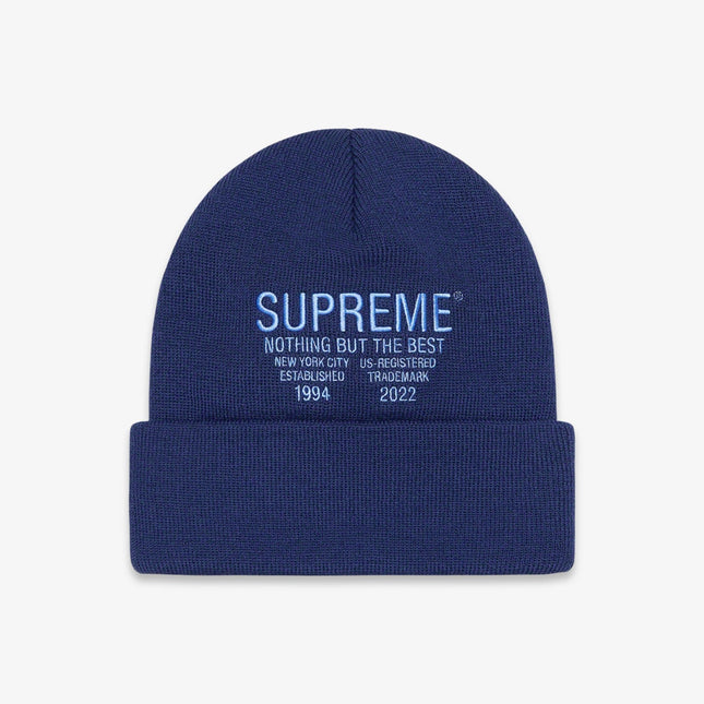 Supreme Beanie 'Nothing But' Navy (FW22) - SOLE SERIOUSS (1)