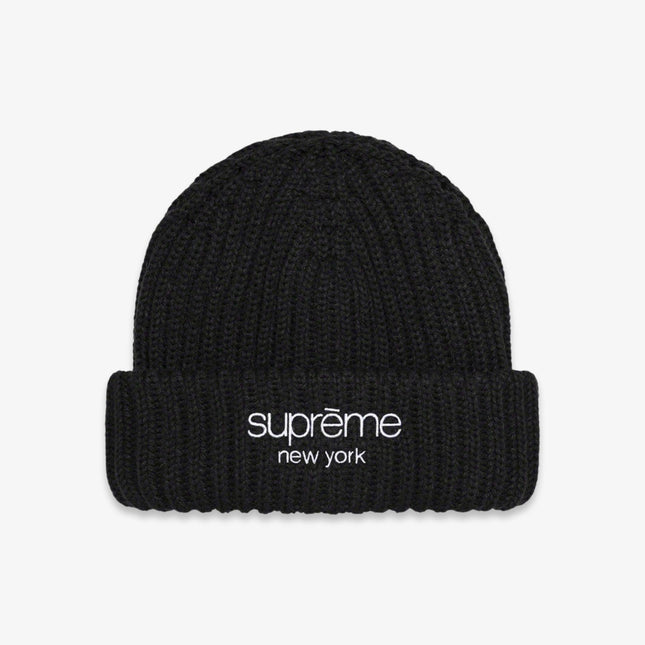 Supreme Beanie 'Ribbed' Black (FW22) - SOLE SERIOUSS (1)