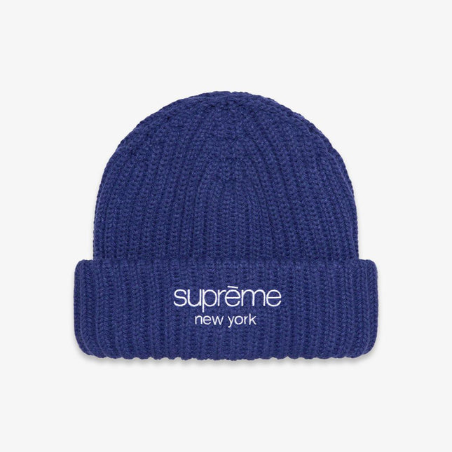 Supreme Beanie 'Ribbed' Dark Royal (FW22) - SOLE SERIOUSS (1)