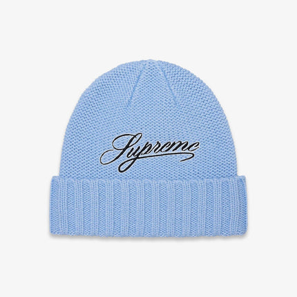 Supreme Beanie 'Script Logo' Light Blue (FW21) - SOLE SERIOUSS (1)