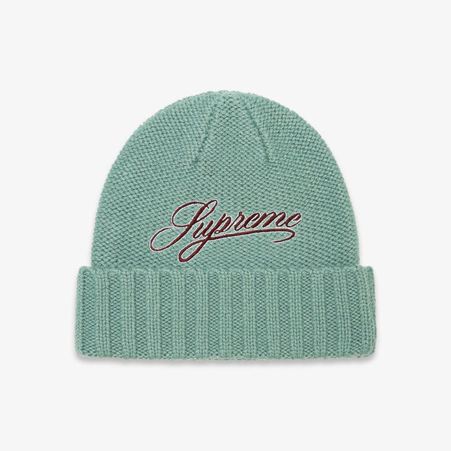 Supreme Beanie 'Script Logo' Olive (FW21) - SOLE SERIOUSS (1)