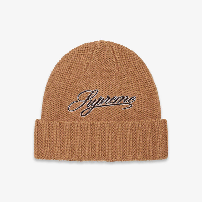 Supreme Beanie 'Script Logo' Tan FW21 - SOLE SERIOUSS (1)