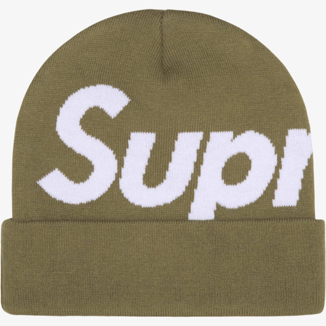 Supreme Big Logo Beanie Light Olive (FW24) - SOLE SERIOUSS (1)