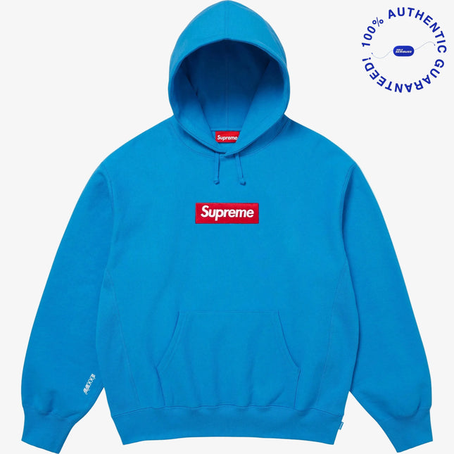 Supreme 'Box Logo' Pullover Hooded Sweatshirt Cyan Blue / Red (FW25) | SOLE SERIOUSS [1]