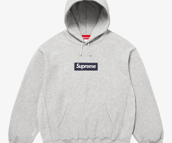 Supreme 'Box Logo' Pullover Hooded Sweatshirt Heather Grey / Navy