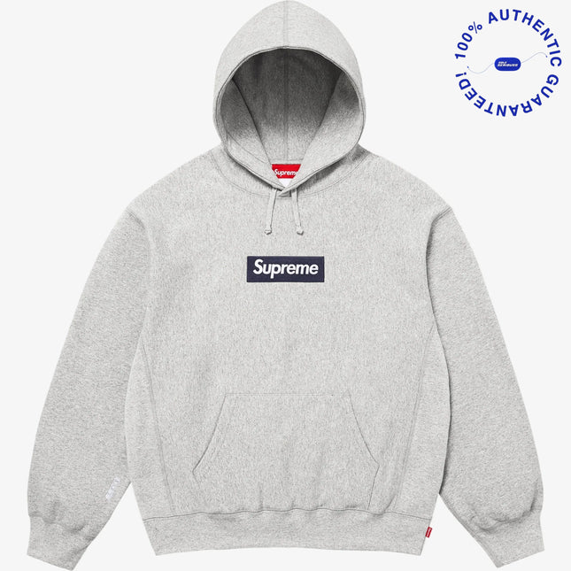 Supreme 'Box Logo' Pullover Hooded Sweatshirt Heather Grey / Navy Blue (FW25) | SOLE SERIOUSS [1]
