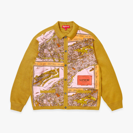 Supreme Cardigan 'Silk Map' Mustard (FW23) - SOLE SERIOUSS (1)