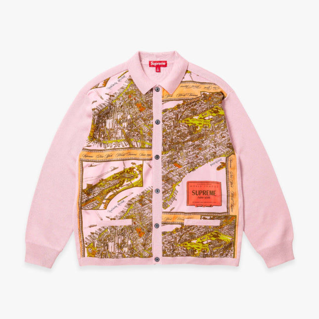 Supreme Cardigan 'Silk Map' Pink (FW23) - SOLE SERIOUSS (1)