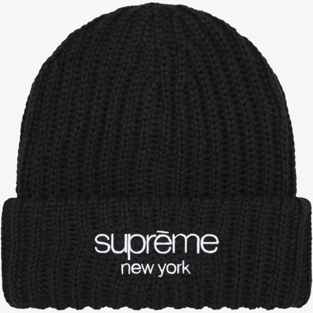 Supreme Classic Logo Chunky Ribbed Beanie Black (FW24) - SOLE SERIOUSS (1)