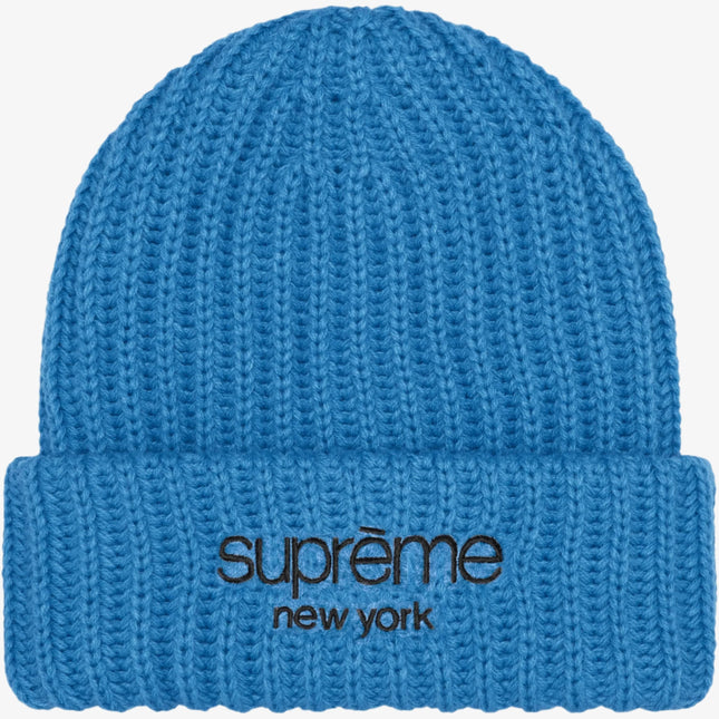 Supreme Classic Logo Chunky Ribbed Beanie Blue (FW24) - SOLE SERIOUSS (1)