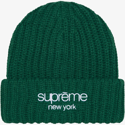 Supreme Classic Logo Chunky Ribbed Beanie Dark Green (FW24) - SOLE SERIOUSS (1)