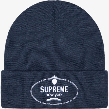 Supreme 'Crest' Beanie Navy (FW24) - SOLE SERIOUSS (1)