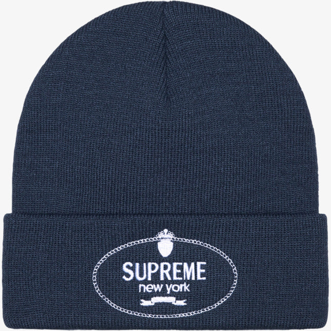 Supreme 'Crest' Beanie Navy (FW24) - SOLE SERIOUSS (1)