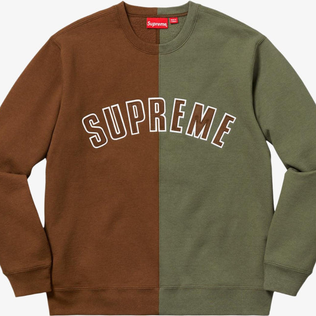 Supreme Crewneck Sweatshirt 'Split' Brown / Olive (FW18) - SOLE SERIOUSS (1)