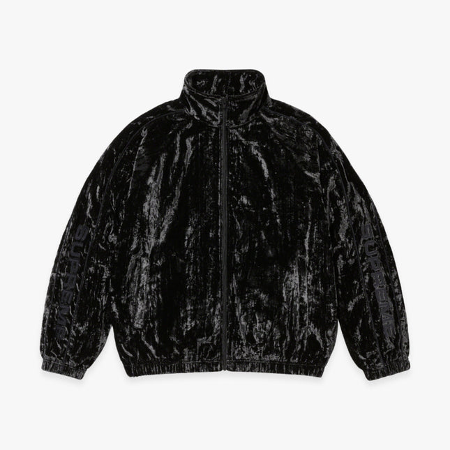 Supreme Crushed Velvet Track Jacket Black (FW23) - SOLE SERIOUSS (1)