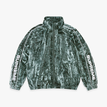 Supreme Crushed Velvet Track Jacket Olive (FW23) - SOLE SERIOUSS (1)