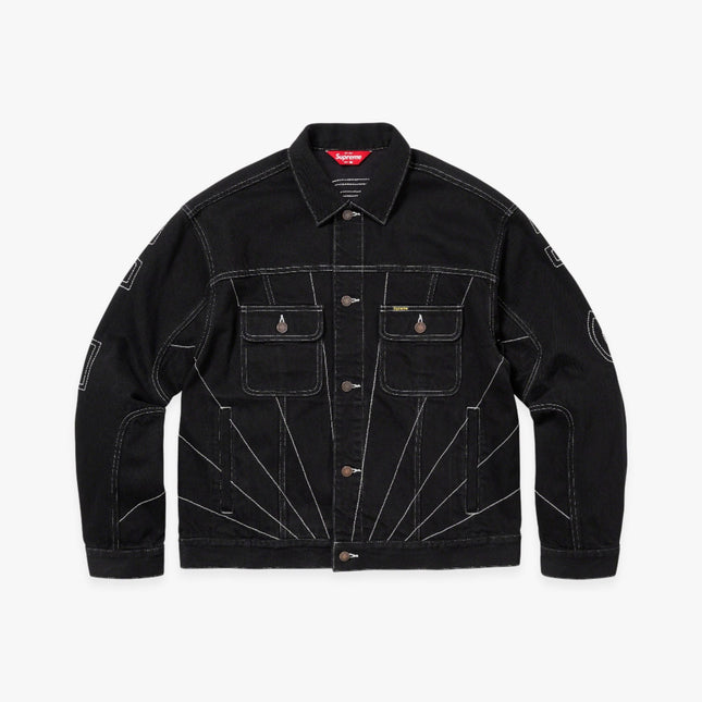 Supreme Denim Trucker Jacket 'Radial Embroidered' Black (FW23) - SOLE SERIOUSS (1)