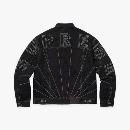 Supreme Denim Trucker Jacket 'Radial Embroidered' Black (FW23) - SOLE SERIOUSS (2)