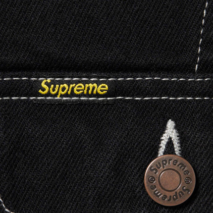 Supreme Denim Trucker Jacket 'Radial Embroidered' Black (FW23) - SOLE SERIOUSS (3)