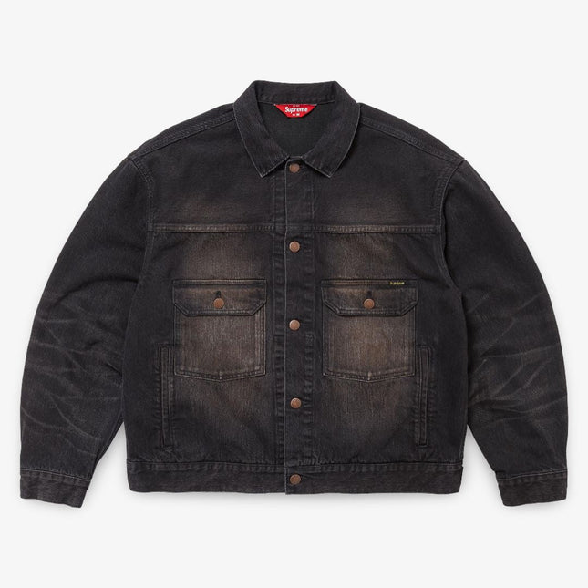 Supreme 'Distressed Selvedge' Trucker Jacket Washed Black (FW24) - SOLE SERIOUSS (1)