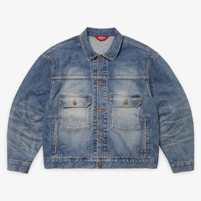 Supreme 'Distressed Selvedge' Trucker Jacket Washed Indigo (FW24) - SOLE SERIOUSS (1)