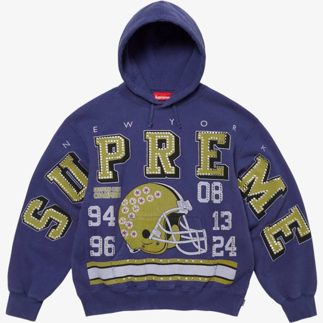 Supreme 'Eastern Conf. Champions' Studded Hooded Sweatshirt Dark Royal (FW24) - SOLE SERIOUSS (1)