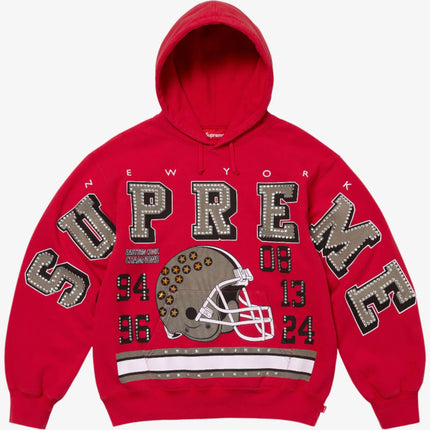 Supreme 'Eastern Conf. Champions' Studded Hooded Sweatshirt Red (FW24) - SOLE SERIOUSS (1)