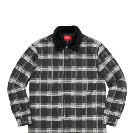 Supreme Faux Fur Collar Flannel Shirt Black FW21 - SOLE SERIOUSS (1)