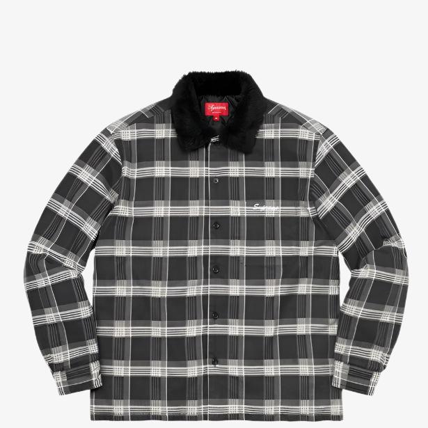 Supreme Faux Fur Collar Flannel Shirt Black (FW21) - SOLE SERIOUSS (1)